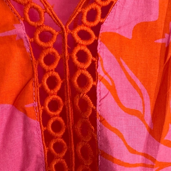 Z + L Bright Floral Made In India Cotton Crochet Detail Dress Size Large - Picture 4 of 11